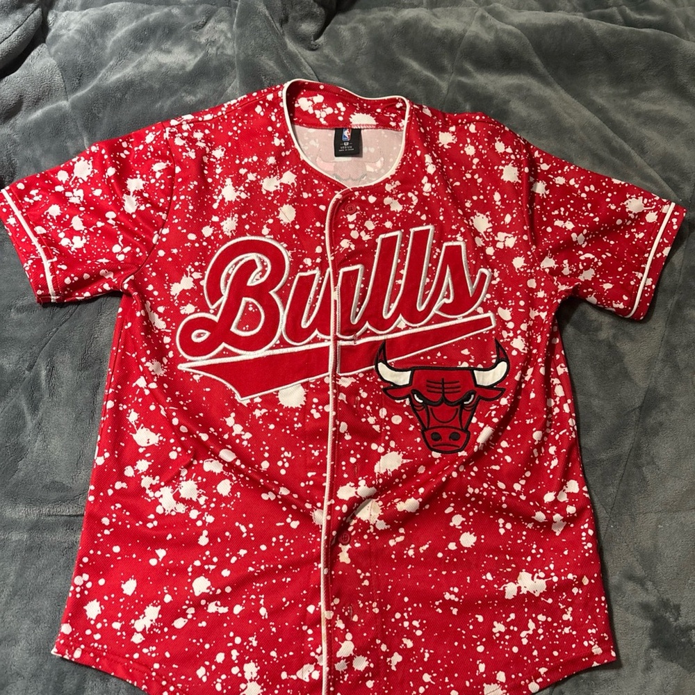 NBA Chicago Bulls Paint Splatter Basketball Jersey Red White